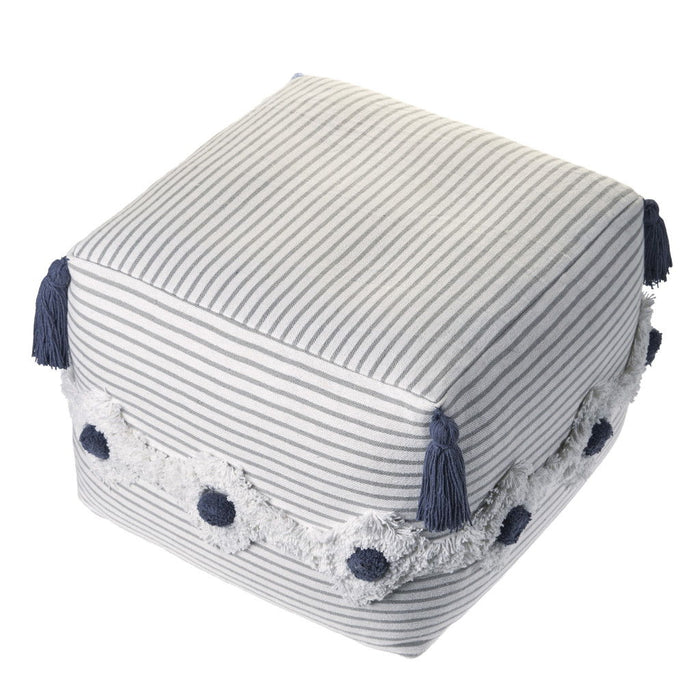 Cotton Square Ottoman - Gray