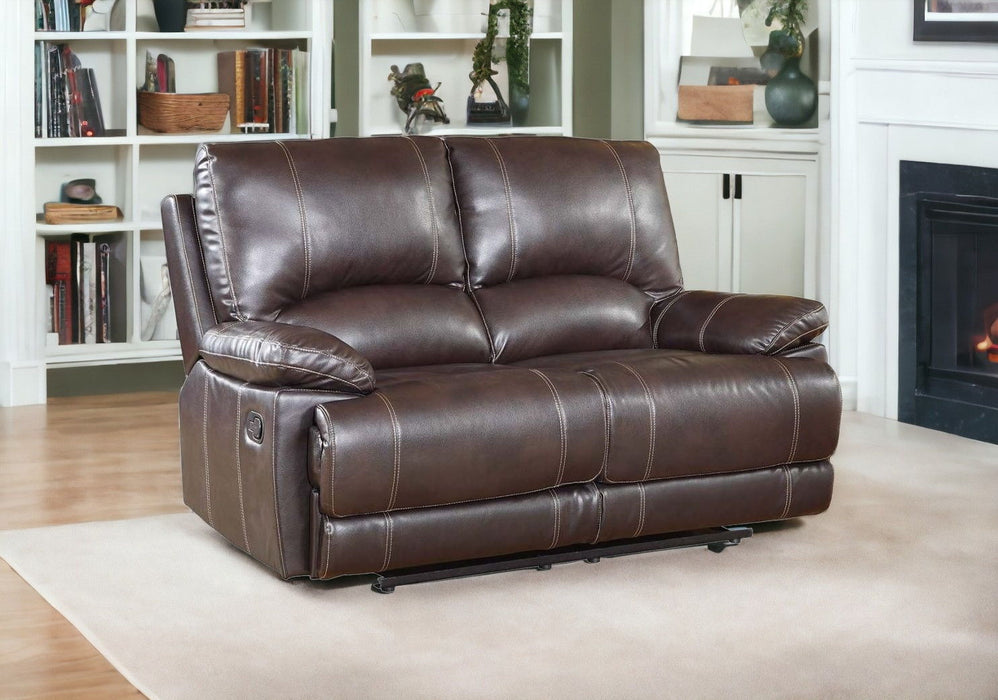 Love Seat Faux Leather Manual Reclining - Brown