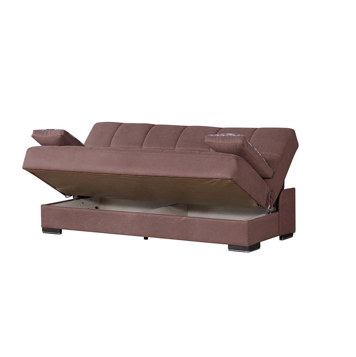 Chenille Sleeper Sofa And Toss Pillows - Brown