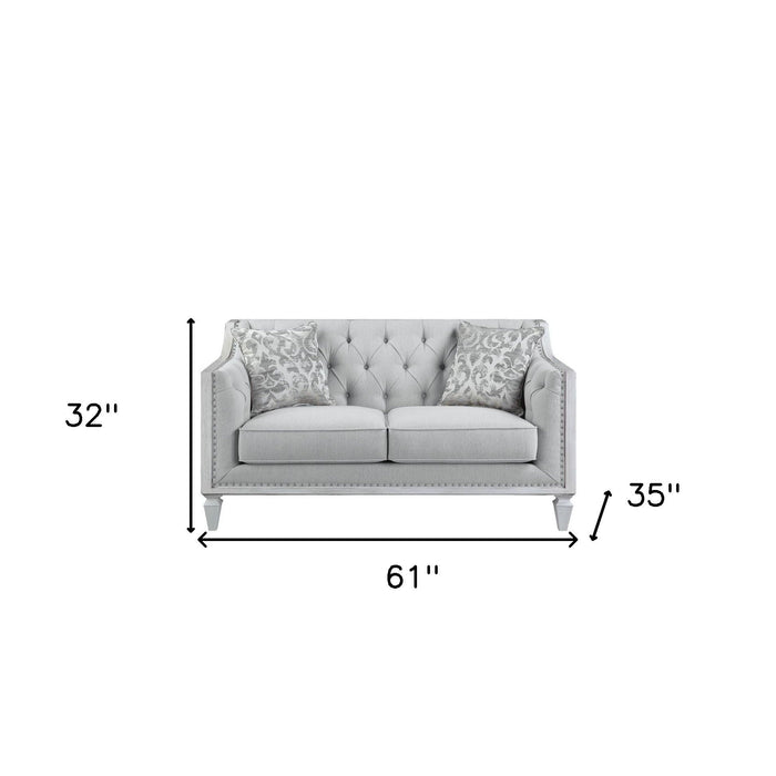 Loveseat And Toss Pillows - Light Gray / Off White