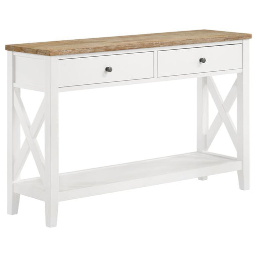 Hollis - 2-drawer Wood Entryway Console Table - Brown And White - Simple Home Plus