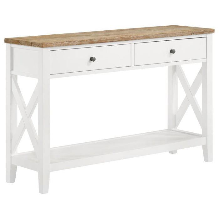 Hollis - 2-drawer Wood Entryway Console Table - Brown And White - Simple Home Plus