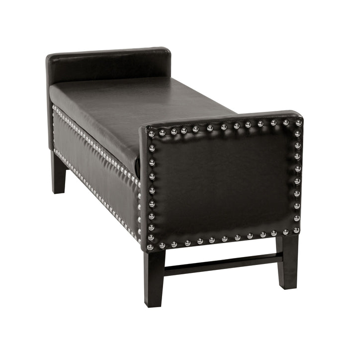 Upholstered PU Leather Bench With Flip Top - Espresso