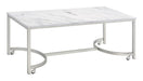 Leona - Coffee Table With Casters - White And Satin Nickel - Simple Home Plus