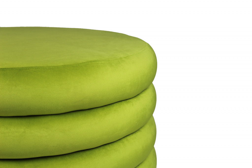 Velvet Tufted Round Cocktail Ottoman - Green