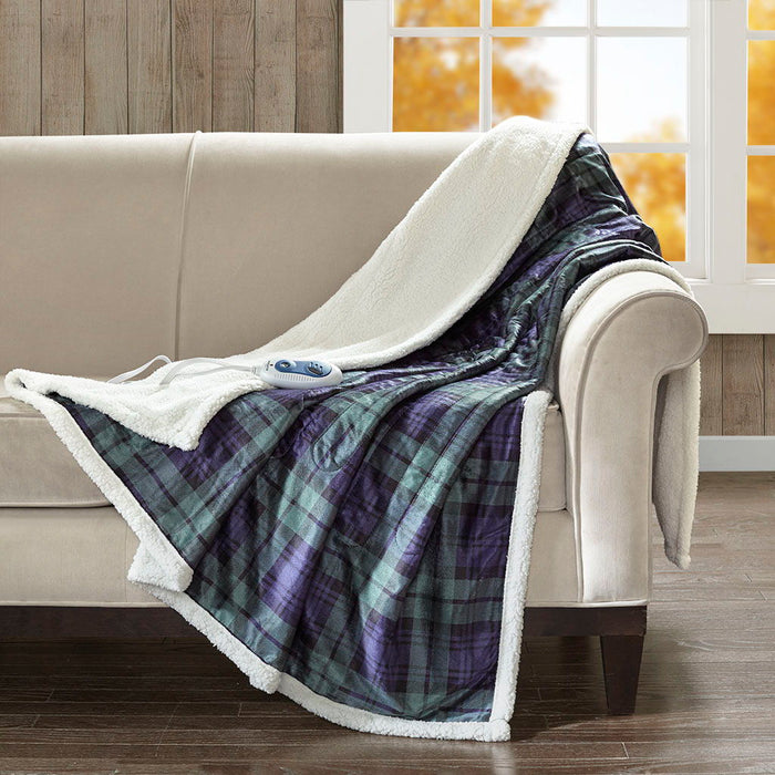 Brewster - Oversized Heated Throw - Blue / Green