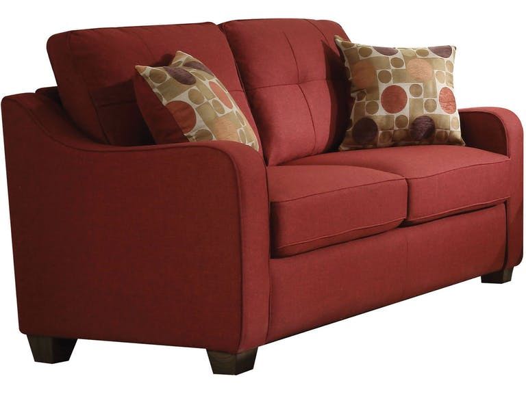 Loveseat And Toss Pillows - Red / Dark Brown