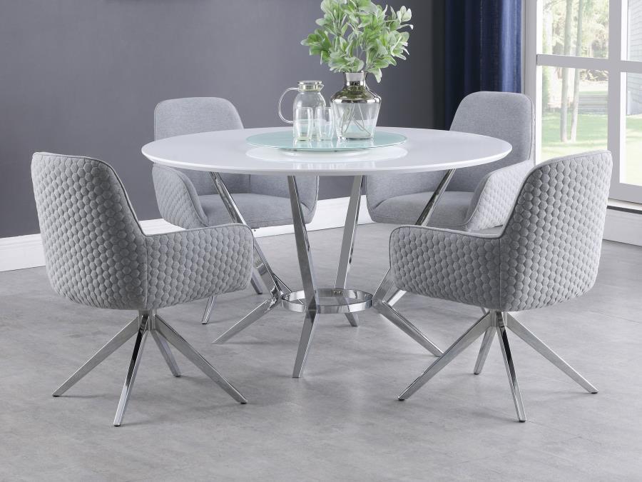 Abby - 5 Piece Dining Set - White And Light Gray - Simple Home Plus