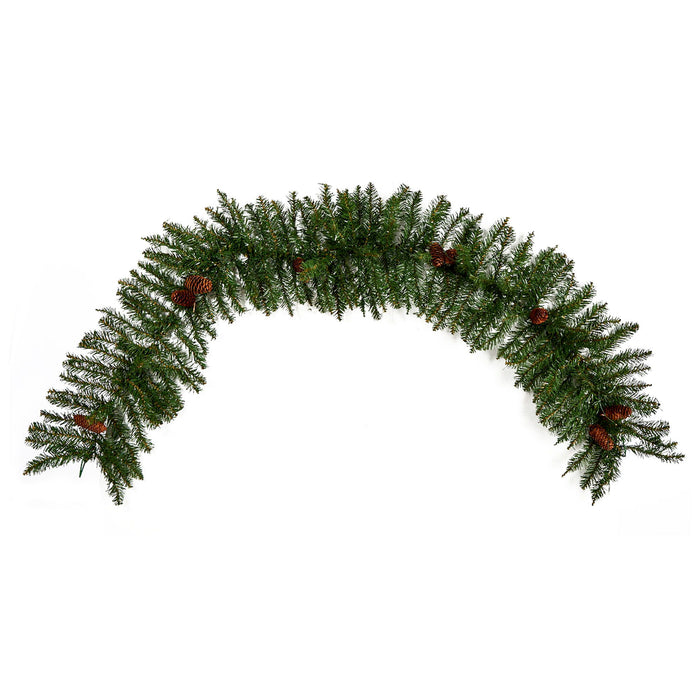 6' Pines Pinecones Christmas Garland w/150 Lvs & 50 LED's