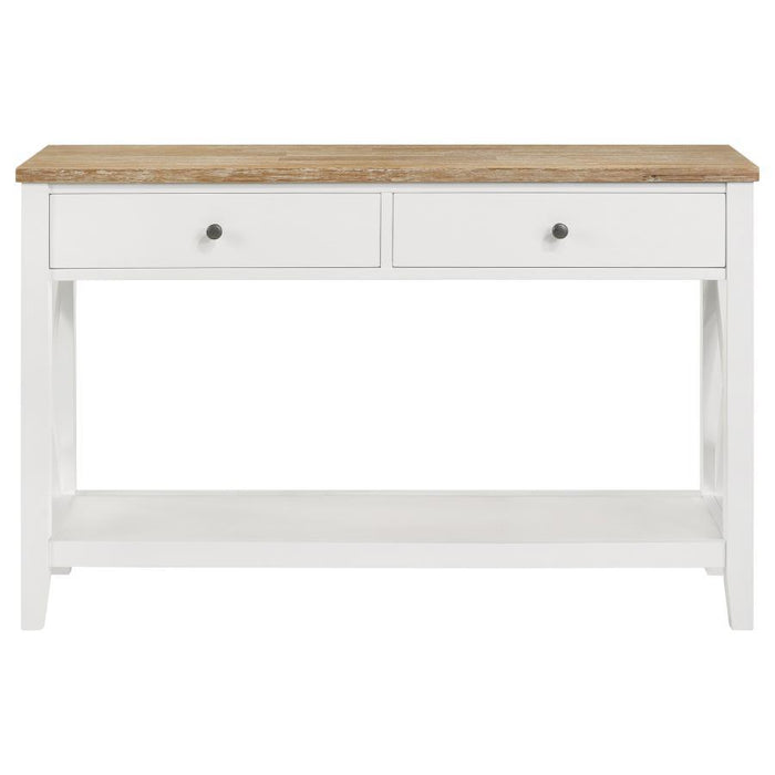 Hollis - 2-drawer Wood Entryway Console Table - Brown And White - Simple Home Plus