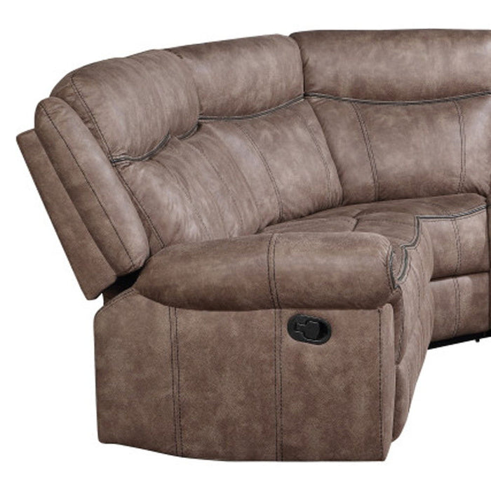 Velvet Reclining L Shaped Six Piece Corner Sectional With Console - Chocolate