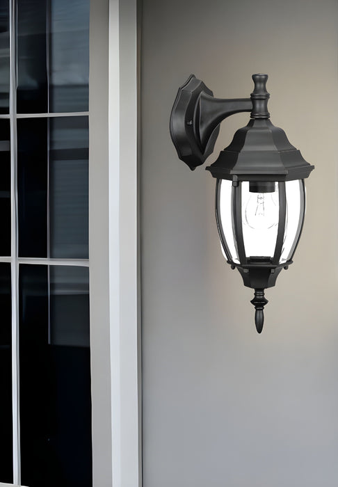 Hanging Globe Lantern Wall Light - Matte Black