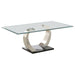 Pruitt - Glass Top Coffee Table - Clear And Satin - Simple Home Plus