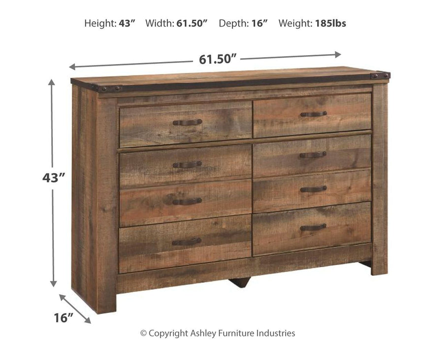 Trinell - Brown Dark - Six Drawer Dresser - 61.34" X 15.98" X 42.99" - Simple Home Plus