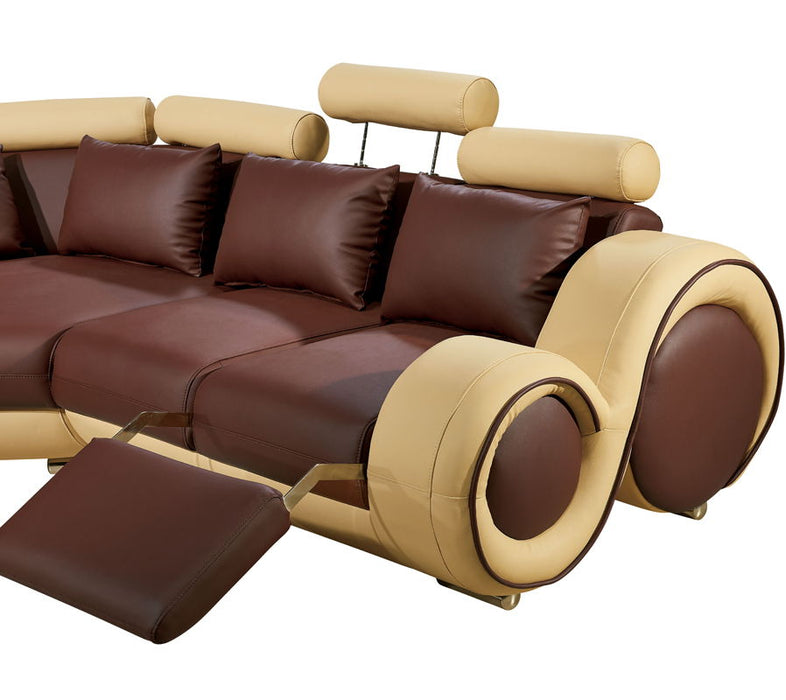 Leather And Wood Sectional Sofa - Bonded