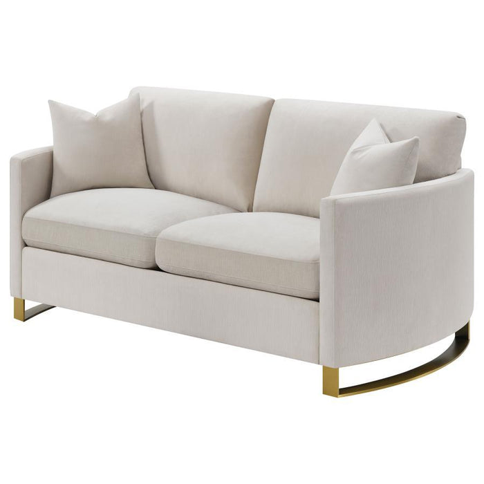 Corliss - Upholstered Arched Arms Loveseat - Beige - Simple Home Plus