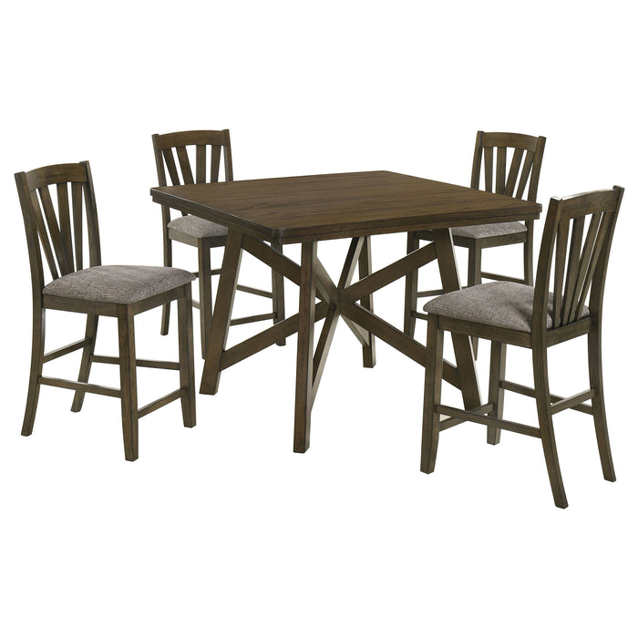 Canfield - 5-Piece Counter Height Dining Set - Brown