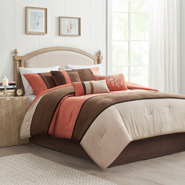 Palisades - King 7 Piece Comforter Set - Coral