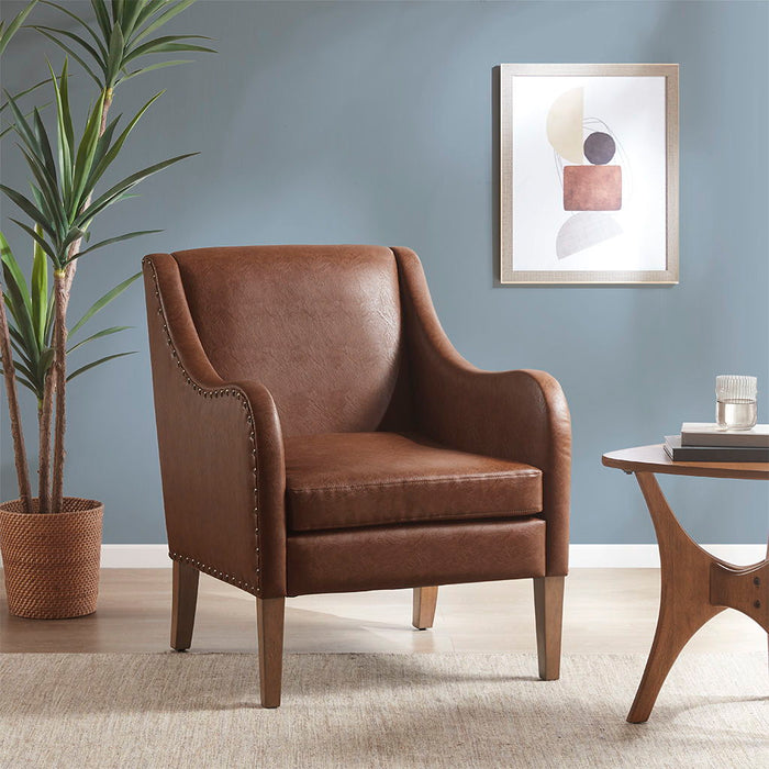 Ferguson - Faux Leather Accent Chair - Brown