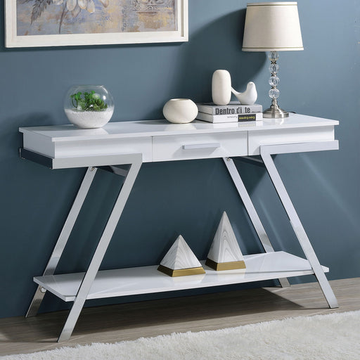 Titus - Sofa Table - White / Chrome - Simple Home Plus