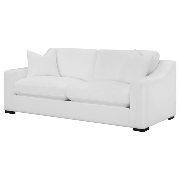 Ashlyn - Upholstered Sloped Arms Sofa - White - Simple Home Plus