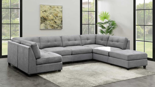 Claude - 7 Piece Upholstered Modular Tufted Sectional - Dove - Simple Home Plus