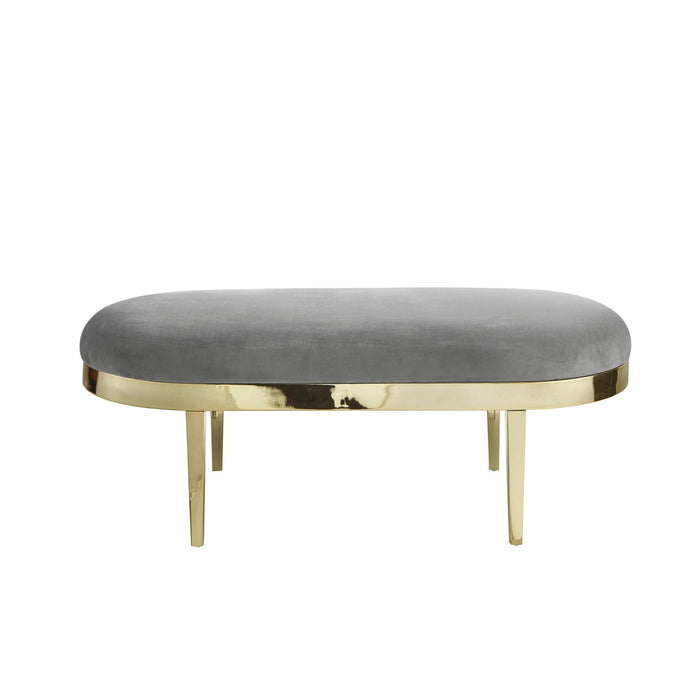 Upholstered Velvet Bench - Gold / Gray