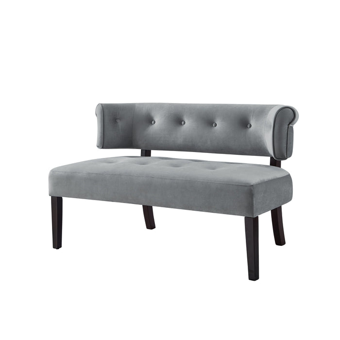 Upholstered Velvet Bench - Brown / Gray