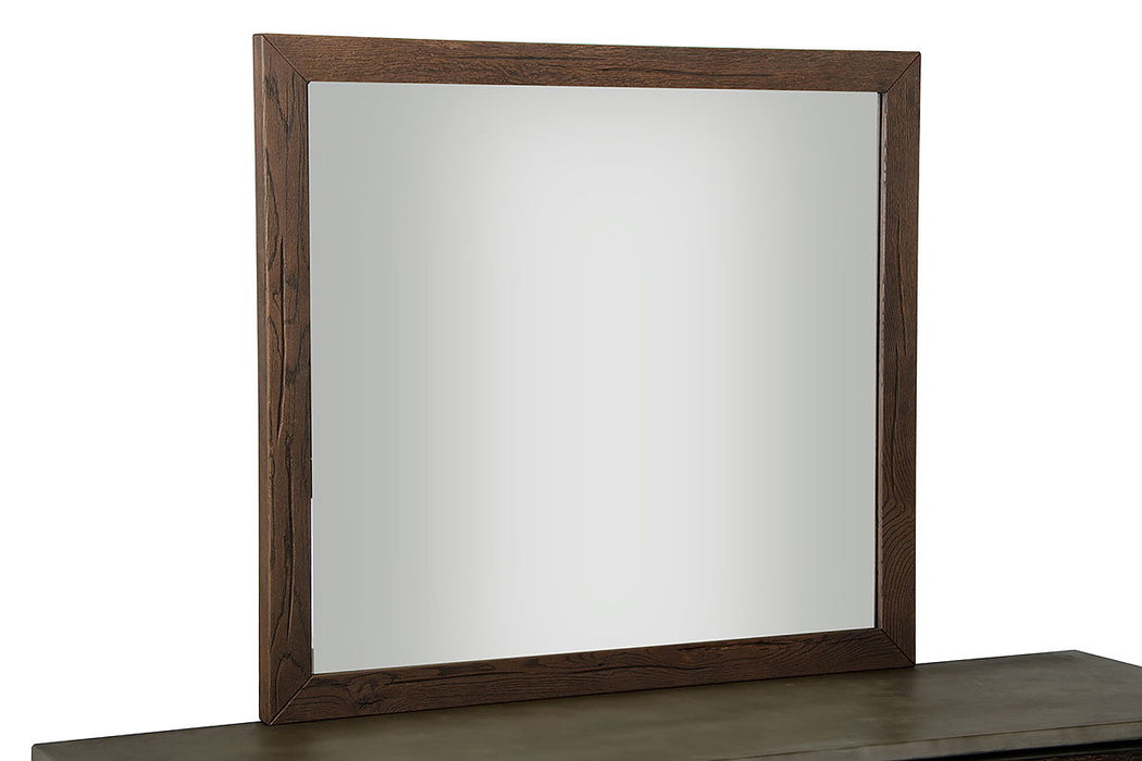 35" Wood And Glass Mirror - Dark Aged Oak