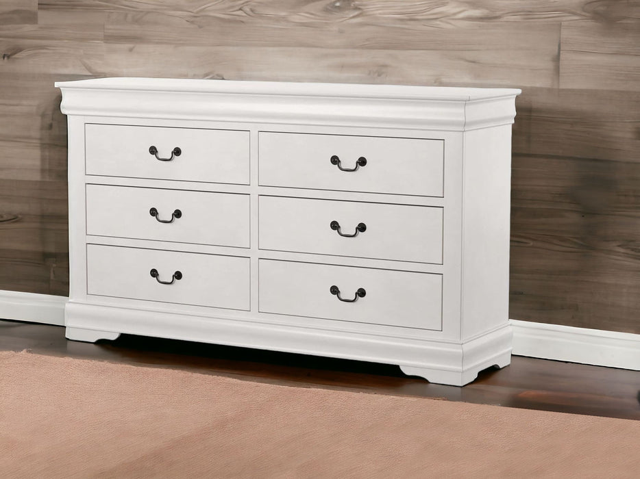 Six Drawer Double Dresser Wood - White