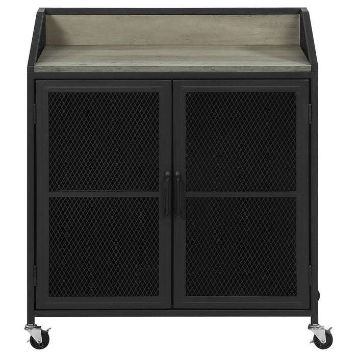 Arlette - Wine Cabinet With Wire Mesh Doors - Gray Wash And Sandy Black - Simple Home Plus