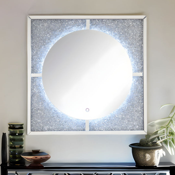 39" Lighted Square Accent Mirror - Silver