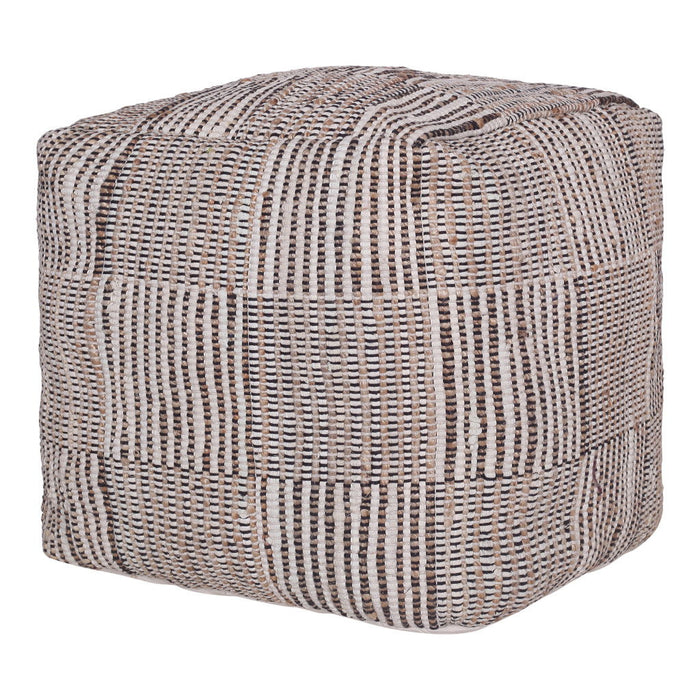 Cotton Cube Geometric Pouf Ottoman - Brown