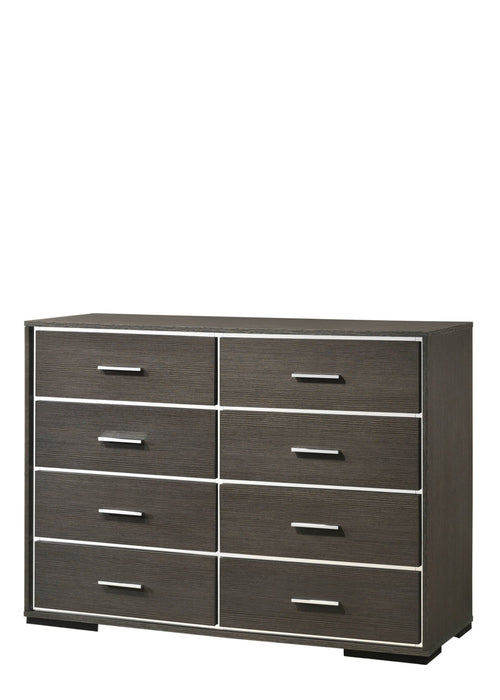 Solid Wooden Eight Drawer Double Dresser - Gray