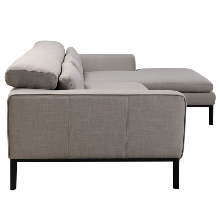 Fabric And Wood Sectional Sofa - Gray