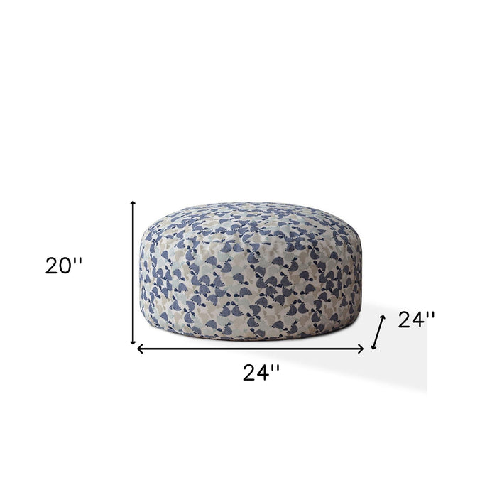 Cotton Round Turtle Pouf Ottoman - Beige