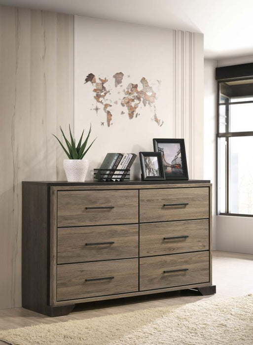 Baker - 6-Drawer Dresser - Brown And Light Taupe - Simple Home Plus