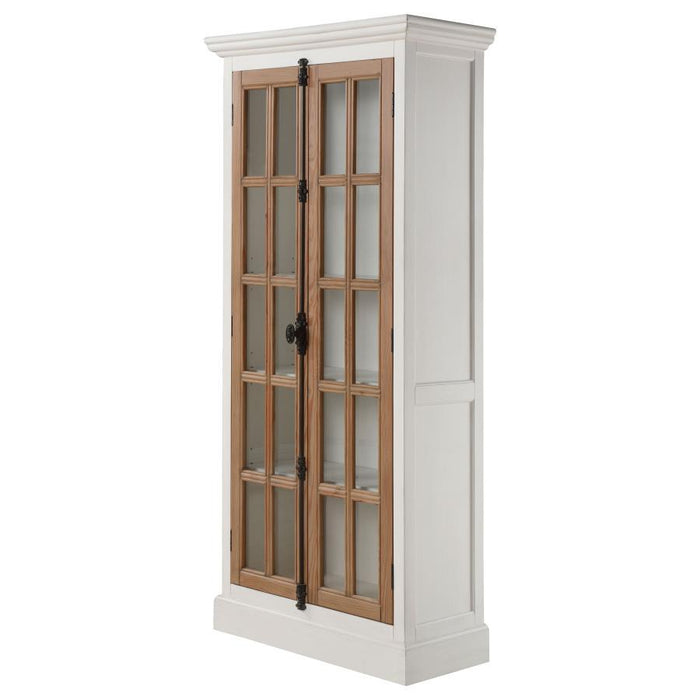 Tammi - 2-Door Tall Cabinet - Antique White And Brown - Simple Home Plus