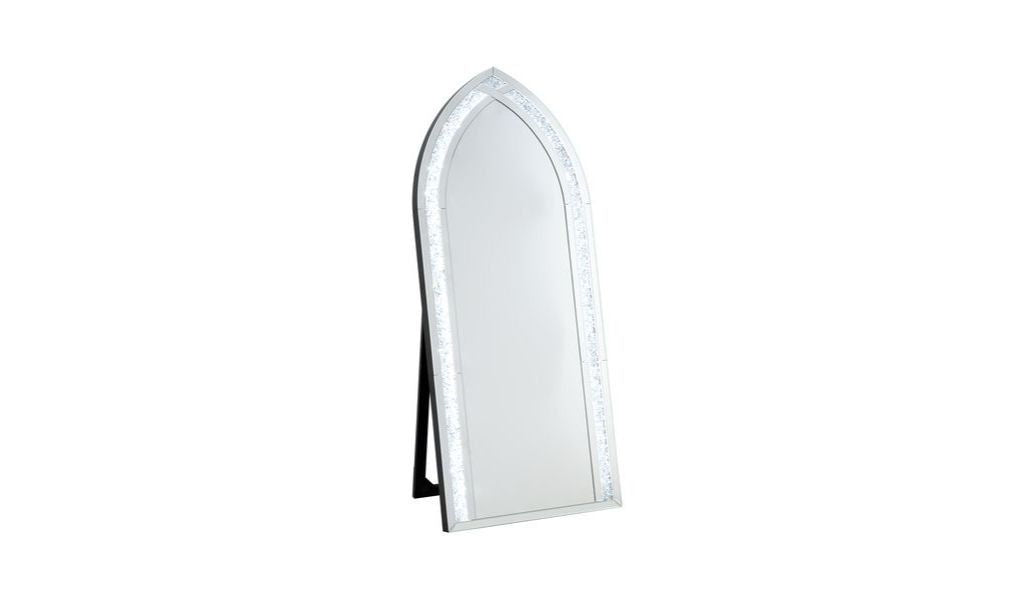 63" Faux Diamonds Arch Cheval Standing Mirror - Mirrored