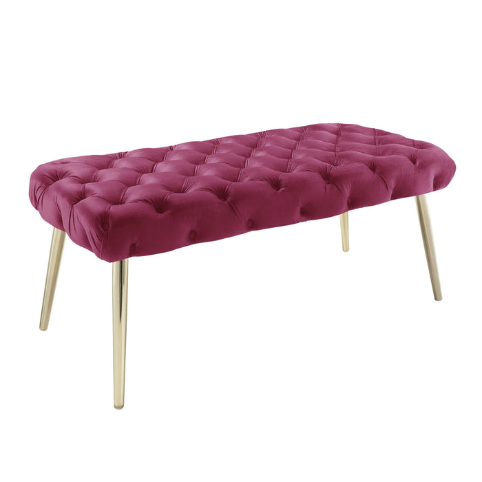 Upholstered Velvet Bench - Gold / Fuchsia