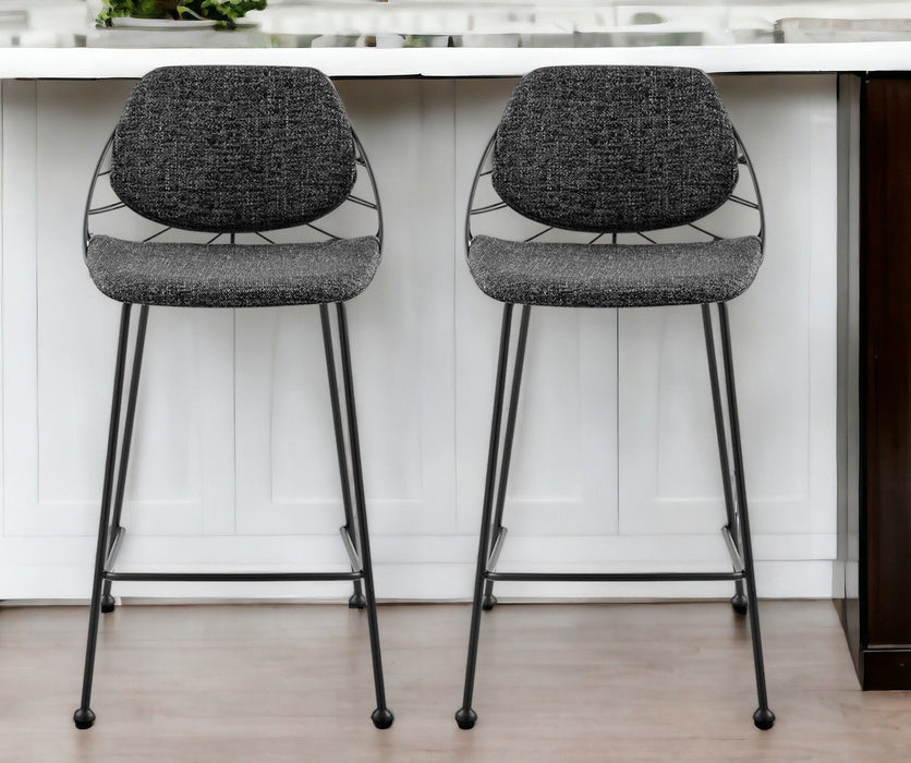 Steel Low Back Counter Height Bar Chairs (Set of 2) - Black