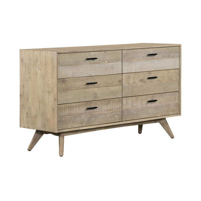 Solid Wood Six Drawer Double Dresser - Brown