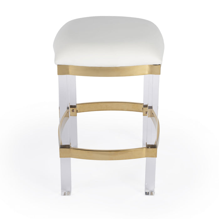 Acrylic Backless Counter Height Bar Chair - White / Clear