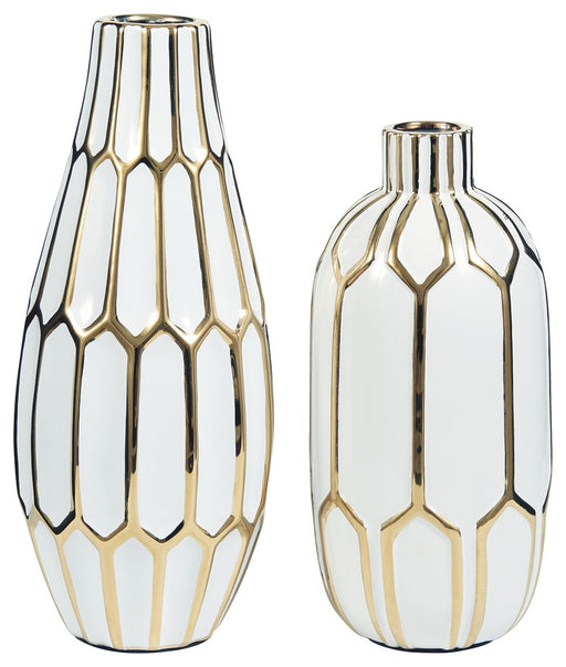 Mohsen - Gold Finish / White - Vase Set (Set of 2) - Simple Home Plus