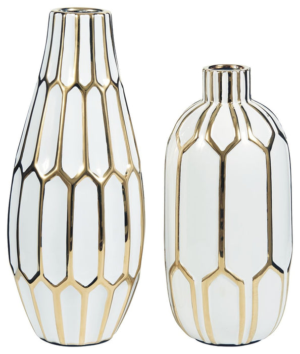 Mohsen - Gold Finish / White - Vase Set (Set of 2) - Simple Home Plus