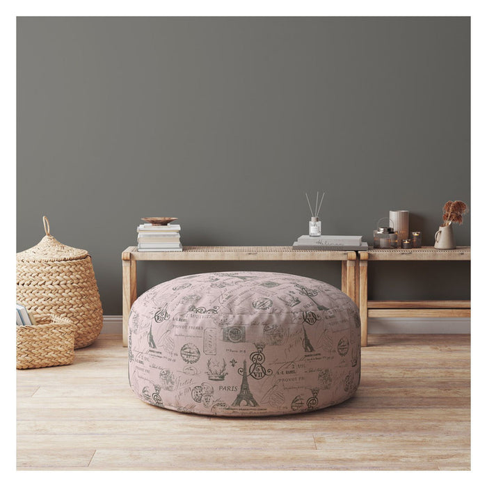 Twill Round Paris Pouf Cover - Pink