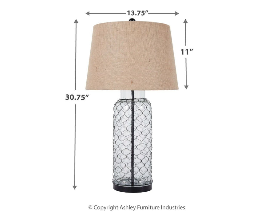 Sharmayne - White - Glass Table Lamp  - Wrapped With Wire - Simple Home Plus