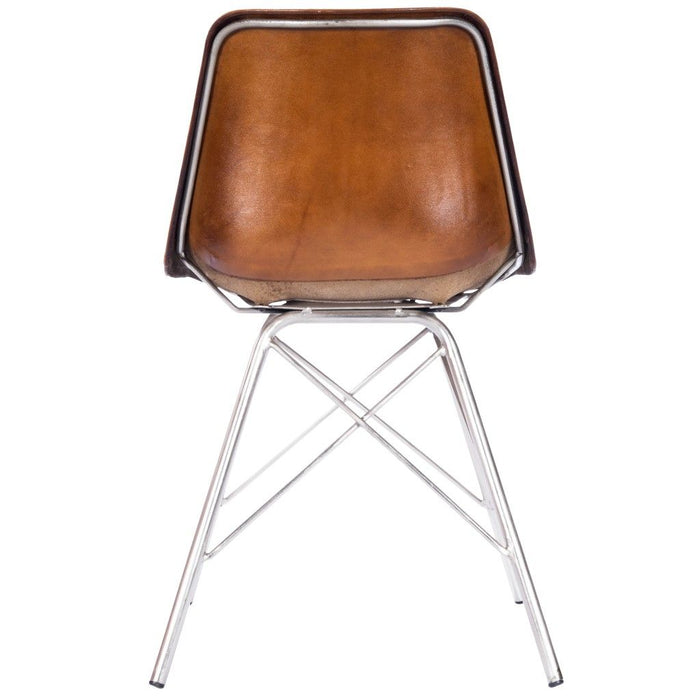 Faux Leather Side Chair - Brown / Silver