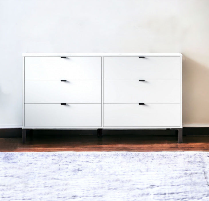 Six Drawer Double Dresser - White / Black