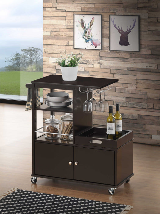 Wenge Wood Casters Kitchen Cart - Brown